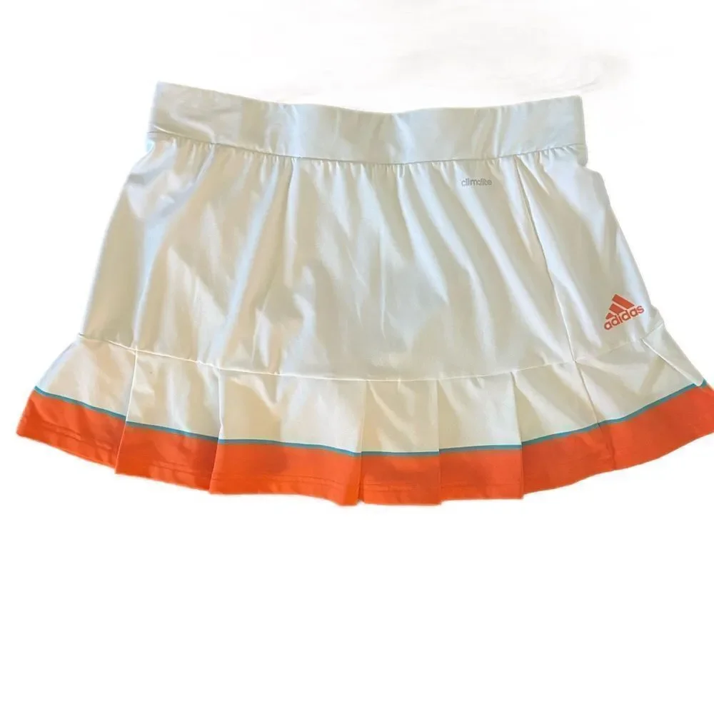 Adidas Climacool Golf Skort - L white pleated orange trim , polyester spandex